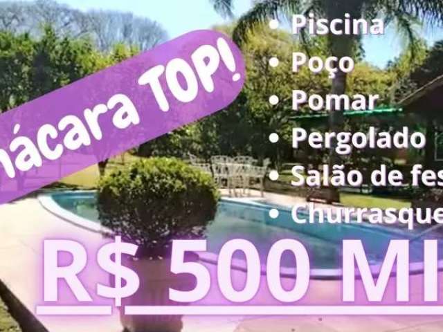 Chácara top com casa, piscina, pomar, fibra ótica, salão de festas e muito mais em viamão