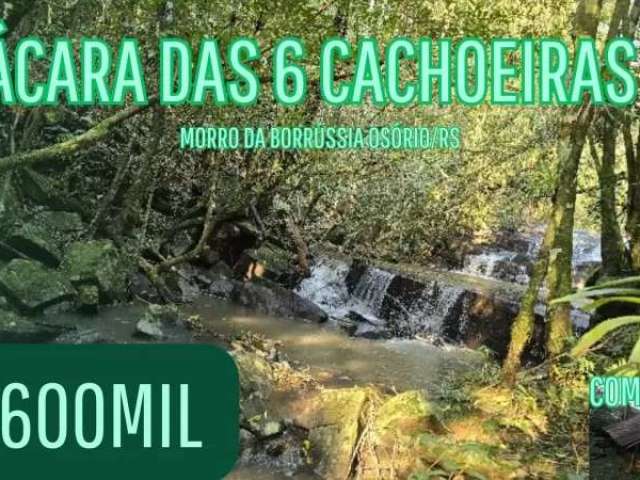 [562]chácara em osório no morro da borrúsia, com 6 cachoeiras, com cabana, mata nativa