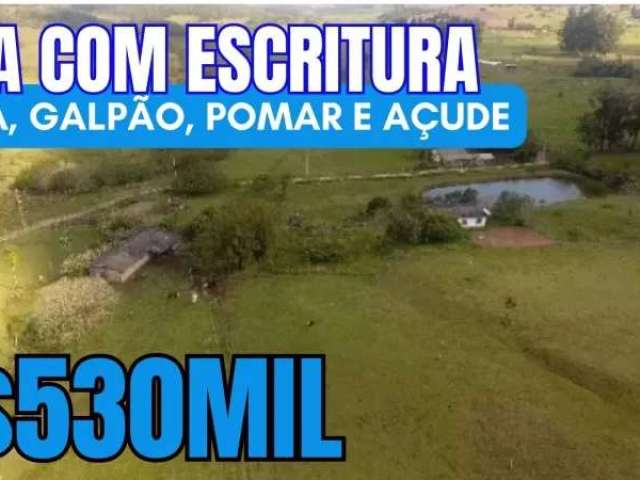 [590]chácara em santo antônio da patrulha 6ha com casa, galpão, escritura, pomar e açude