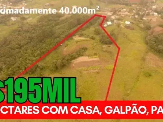 [596]chácara no caraá com 4 hectares, casa,  pasto, galpão, frutíferas