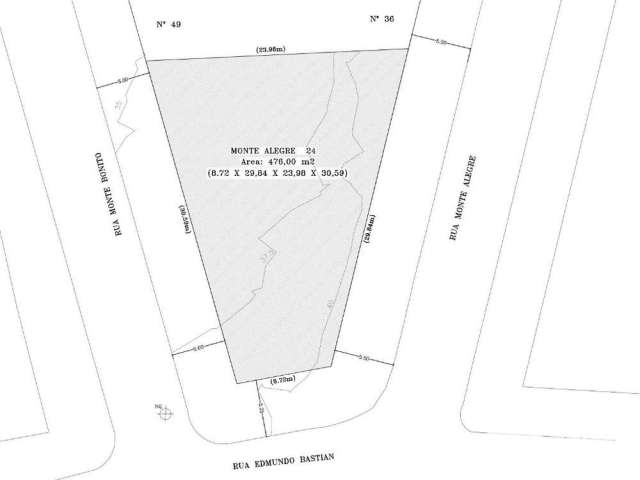 Terreno com dimensão 8,72 x 29,84 x 23,96 x 30,59 (476 m²) em excelente localização no Jardim Floresta. Magnifica oportunidade para construção. Fácil acesso ás principais vias da cidade. Bairro com in