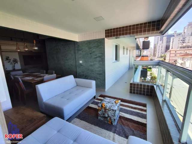 Excelente apartamento mobiliado com 118 m²/3 suites/2 vagas/ varanda gormet á venda no boqueirão, praia grande