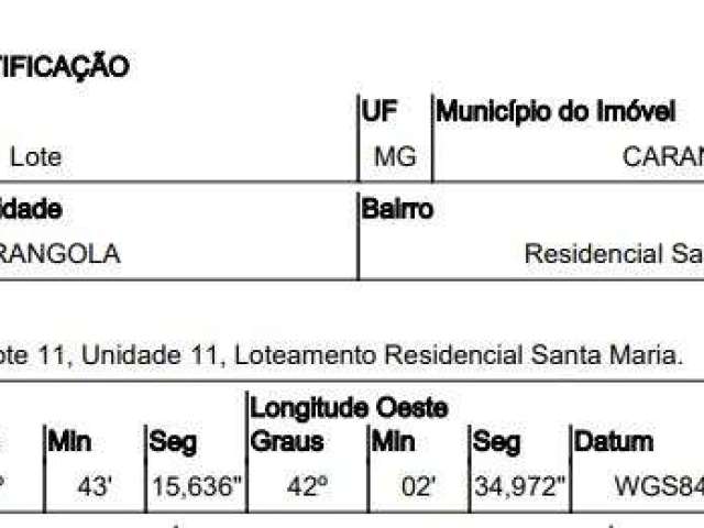 Oportunidade Única em CARANGOLA - MG | Tipo: Terreno | Negociação: Venda Direta Online  | Situação: Imóvel