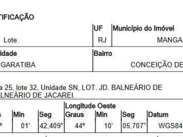 Oportunidade Única em MANGARATIBA - RJ | Tipo: Terreno | Negociação: Venda Direta Online  | Situação: Imóvel