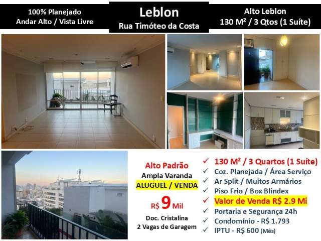 Apto Leblon Alto Leblon Timóteo da Costa 130M² 2