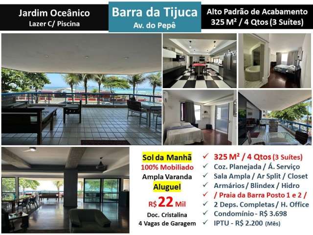 Apto Barra da Tijuca Praia JO Av do Pepê 325M²