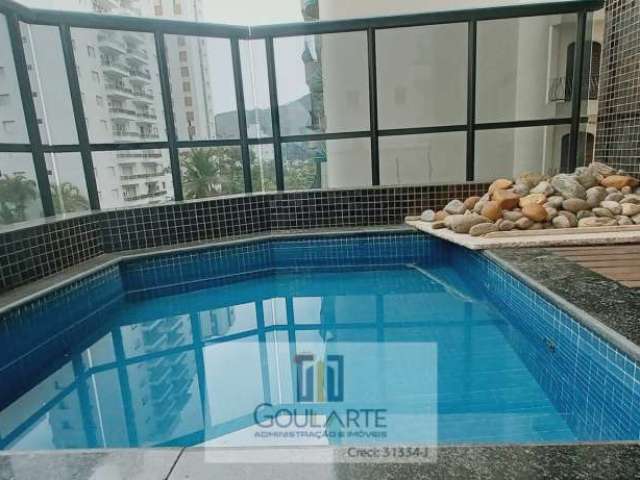 Apartamento duplex com 4 dormitórios sendo 3 suítes + suíte de serviço, sacada e piscina privativa  na praia da Pitangueiras-Guarujá/SP.