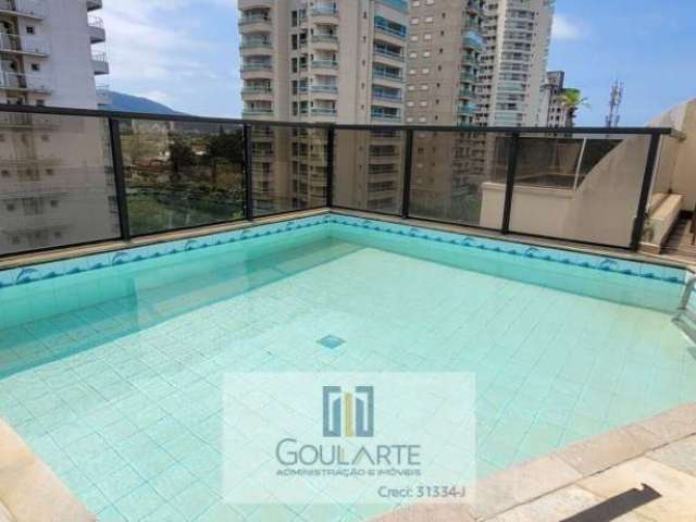 Cobertura duplex com 3 suítes climatizadas, piscina e churrasqueira, lado praia na Enseada-Guarujá/SP.