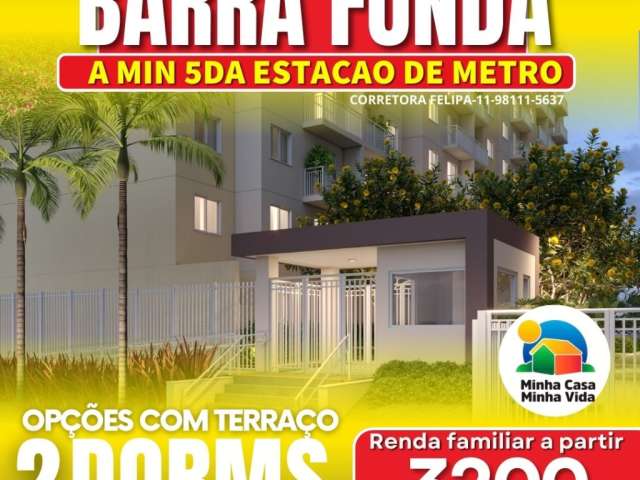 Apartamentos com 1 e 2 dorm. a 5 minutos do Metrô Barra Funda!