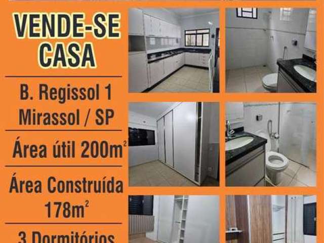 Casa com 3 quartos à venda na Rua Abílio Bergantini, Residencial Regissol I, Mirassol, 178 m2 por R$ 450.000