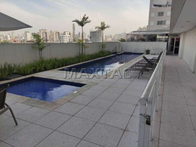 Apartamento no Brás com 46m², 1 dormitório, 1 banheiro e 1 vaga. com Sacada Goumet