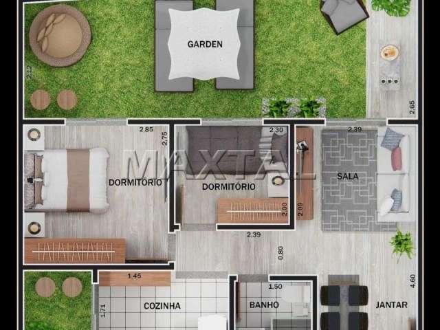 Studio Garden a Venda, com Área Total 44 m², Vila Dom Pedro II, Zona Norte