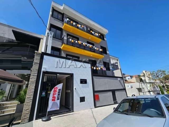 Apartamento à venda, de 55,99m², com 2 dormitórios, sala, cozinha, banheiro e sacada.