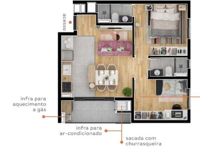 Apartamento para Venda em Curitiba, Água Verde, 2 dormitórios, 1 banheiro, 1 vaga