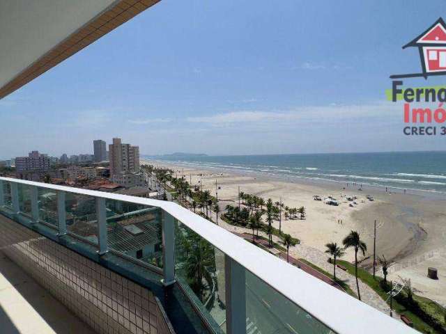 Apartamento alto padrão frente mar com 3 dormitórios sendo 2 suítes à venda, 110 m² por R$ 980.000 - Maracanã - Praia Grande/SP