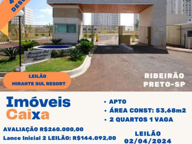 Apartamento para Venda em Ribeirão Preto, Condomínio Mirante Sul, 2 dormitórios, 2 banheiros, 1 vaga