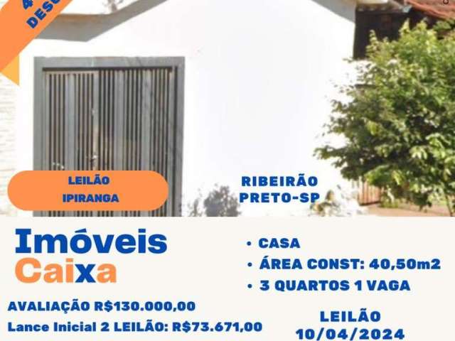 Casa para Venda em Ribeirão Preto, Ipiranga, 3 dormitórios, 1 banheiro, 1 vaga