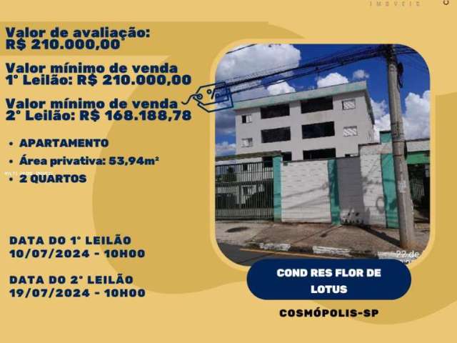 Apartamento para Venda em Cosmópolis, Conjunto Habitacional 30 de Novembro, 2 dormitórios, 1 banheiro