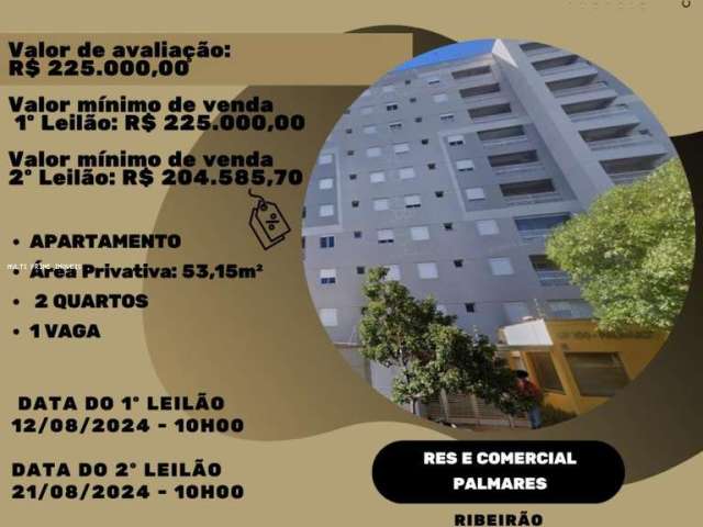 Apartamento para Venda em Ribeirão Preto, Residencial e Comercial Palmares, 2 dormitórios, 1 banheiro, 1 vaga