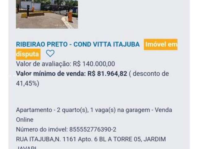 Apartamento para Venda em Ribeirão Preto, Jardim Javari, 2 dormitórios, 1 banheiro, 1 vaga