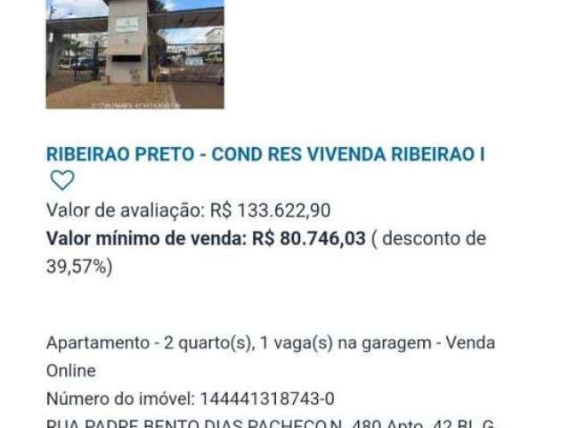 Apartamento para Venda em Ribeirão Preto, Jardim Herculano Fernandes, 2 dormitórios, 1 banheiro, 1 vaga