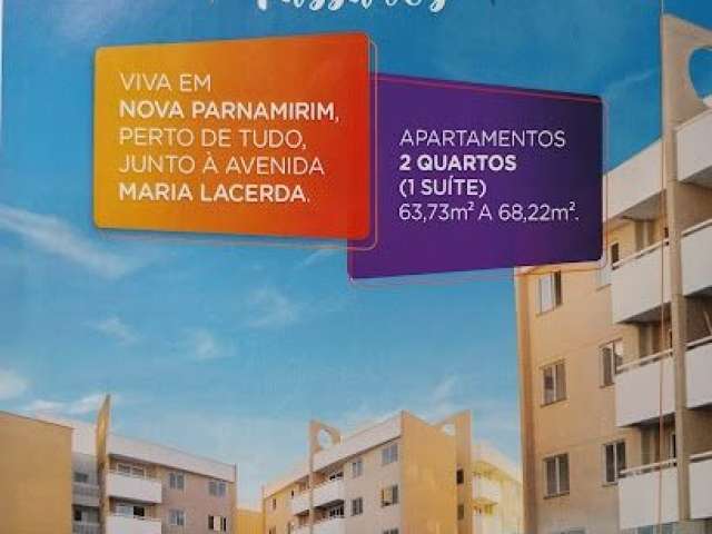 Apartamentos com 02 quartos, sendo 01 suíte em Nova Parnamirim RN