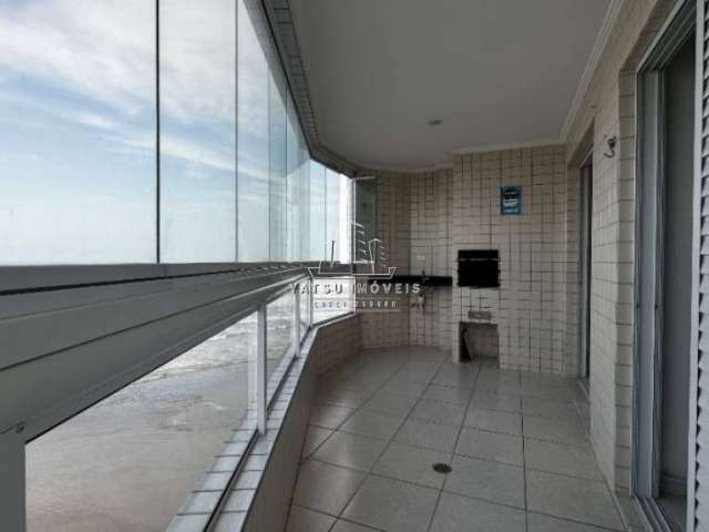 Vende-se apartamento com vista mar total, com 02 quartos, 01 suíte, varanda gourmet envidraçada em Praia Grande/SP, bairro Maracanã.