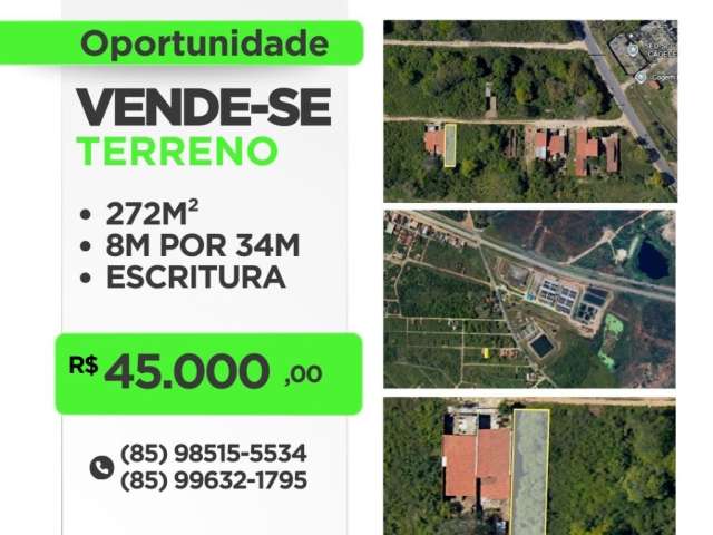 Terreno à venda na Rod. Raimundo Pessoa de Araújo, 268, Jurema (Distrito), Caucaia, 272 m2 por R$ 45.000