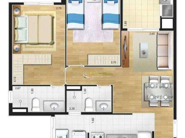 Apartamento com 2 dormitórios à venda, 65 m² por R$ 739.000 - Jardim São Caetano - São Caetano do Sul/SP