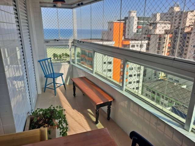 Apartamento Mobiliado, Vista ao Mar livre, Sacada gourmet, 2 Dormitórios no Bairro Aviação Praia Grande-SP