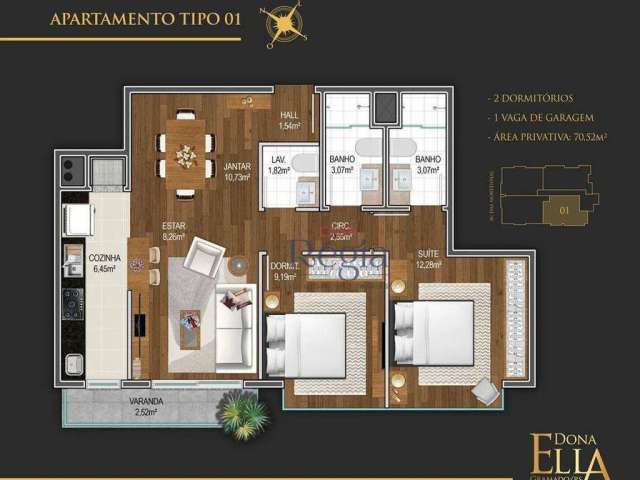 Apartamento com 2 dormitórios à venda, 70 m² por R$ 1.895.000,00 - Centro - Gramado/RS