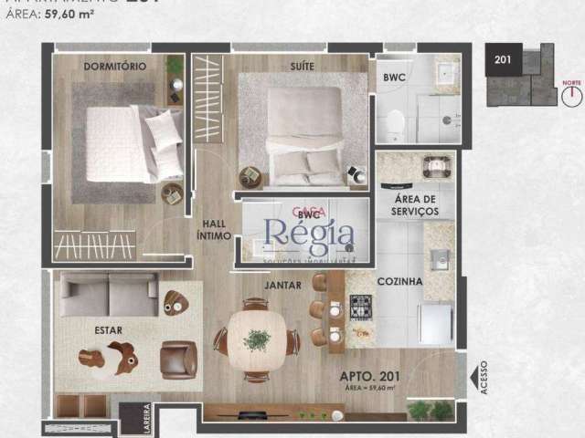 Apartamento com 2 dormitórios à venda, 60 m² por R$ 700.000 - Pórtico - Gramado/RS