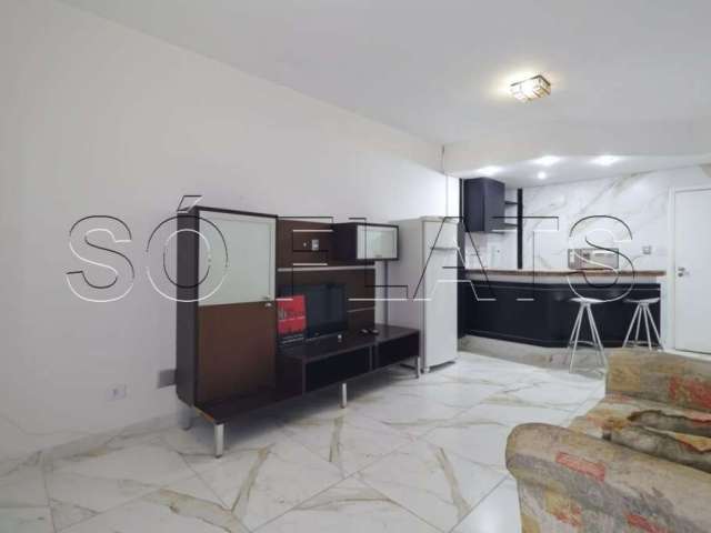 Flat disponível para locação com 55m² e 1 dormitório finamente decorado no centro de Alphaville.