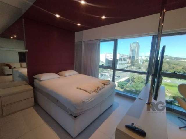 Apartamento em andar alto com vista panorâmica para o Guaíba, completamente mobiliado, com decoração em alto padrão e churrasqueira. Vista panorâmica para o Rio Guaíba e para o Parque Marinha. Uma (1)