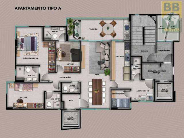 Apartamento para Venda em Natal, Tirol, 3 dormitórios, 3 suítes, 4 banheiros, 2 vagas