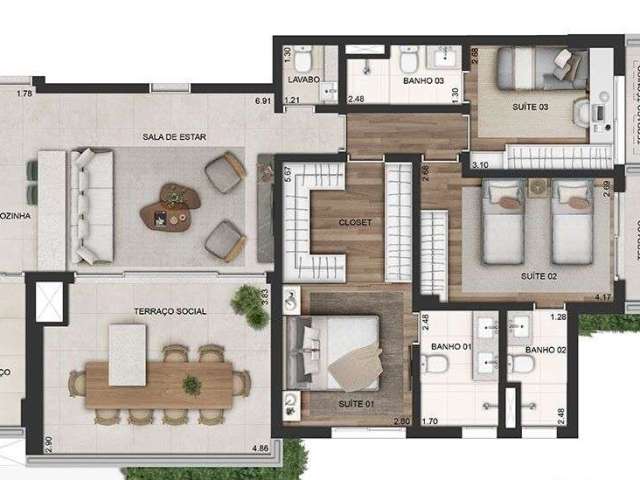 Apartamento com 2 quartos à venda na Avenida Bem-te-vi, 221, Moema, São Paulo, 80 m2 por R$ 2.206.015