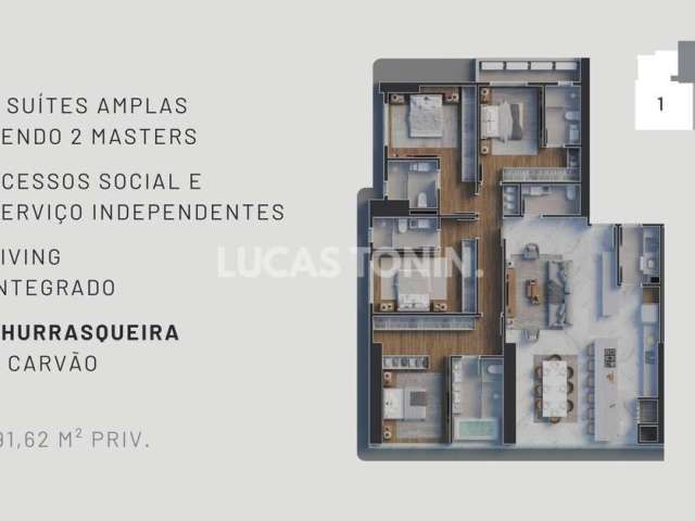 Apartamento Pré Lançamento Alvin 101 191m² 4 Suítes 3 Vagas Centro de Balneário