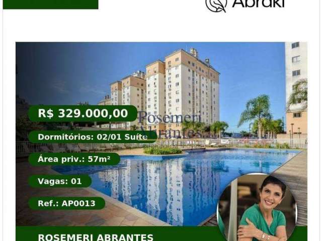 Apartamento com 2 quartos, 1 suíte,  à venda, 57 m² por R$ 329.000 - Guaíra  - Curitiba/PR