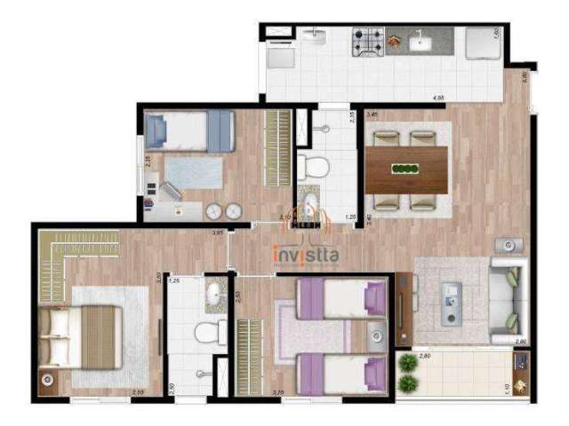 Apartamento com 3 dormitórios à venda, 69 m² por R$ 580.000,00 - Morumbi - Paulínia/SP