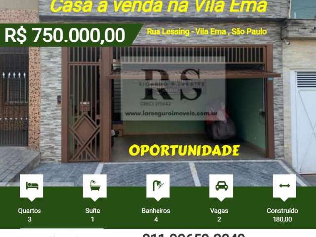 Casa 3 dormitórios para Venda em São Paulo, Vila Ema, 3 dormitórios, 1 suíte, 4 banheiros, 2 vagas