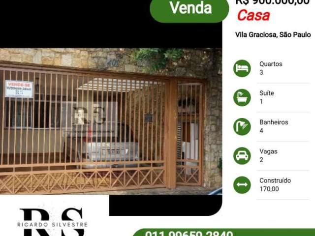 Casa para Venda em São Paulo, Vila Graciosa, 3 dormitórios, 1 suíte, 4 banheiros, 2 vagas