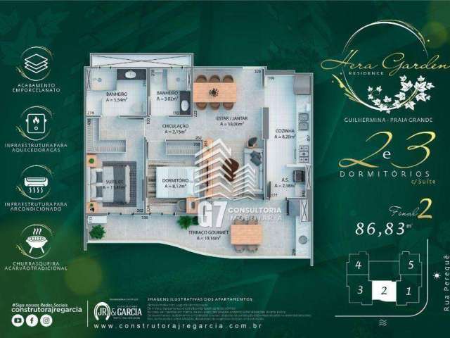 Apartamento com 2 dormitórios à venda, 81 m² por R$ 585.000 - Vila Guilhermina - Praia Grande/SP