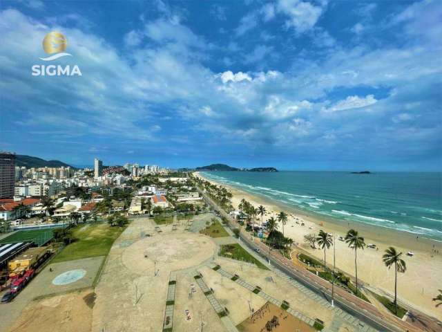 Apartamento de frente para o mar com 4 suítes em prédio com piscina, churrasqueira e 2 vagas - Praia da Enseada, Guarujá.