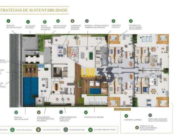 Apartamento de alto padrão, em lugar privilegiado, com plantas de 2 e 3 suítes, 2 vagas de garagem.