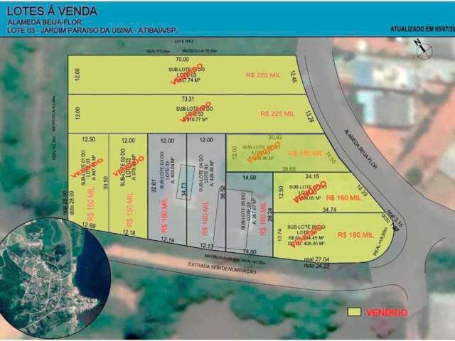 Terreno à venda, 404 m² por R$ 160.000,00 - Jardim Paraíso da Usina - Atibaia/SP