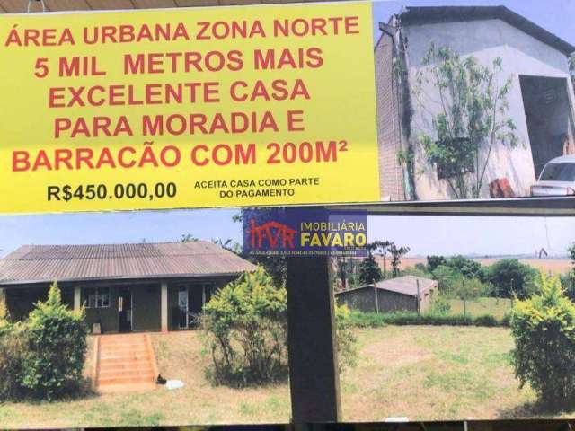 Cinco mil metros de área urbana, zona norte de Londrina, maisBarracão à venda, 350 m² por R$ 450.000 - Dom Pedro I - Londrina/PR