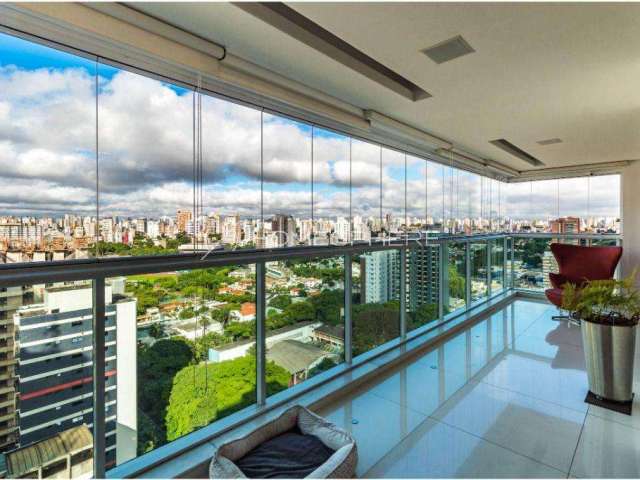 Condomínio Torre de Cristal Avenida Açocê, 92. Cobertura à venda em Moema, 377 m², 3 suítes, varanda com piscina, 6 vagas e lazer. Vista para o Parque Ibirapuera