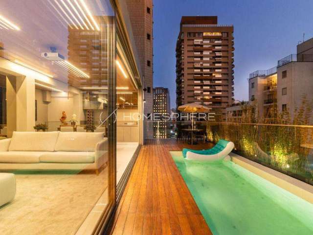 Un1co Itaim Bibi Rua Oscar Pereira da Silva, 103. Cobertura à venda Itaim Bibi, 2 quartos, sendo 2 suítes, 250m², triplex, Projeto Arthur Casas, mobiliado e decorado, 250 m², piscina, área gourmet e 2