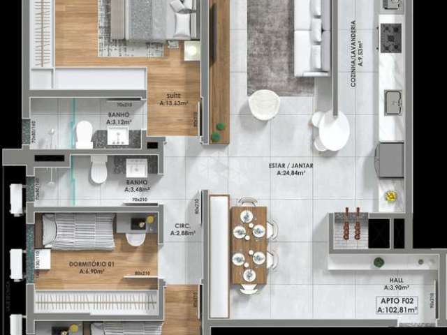 Apartamento com 3 Dormitórios (1 suíte) no Botafogo