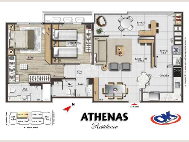 Apartamento 2 dormitórios (1 Suite)